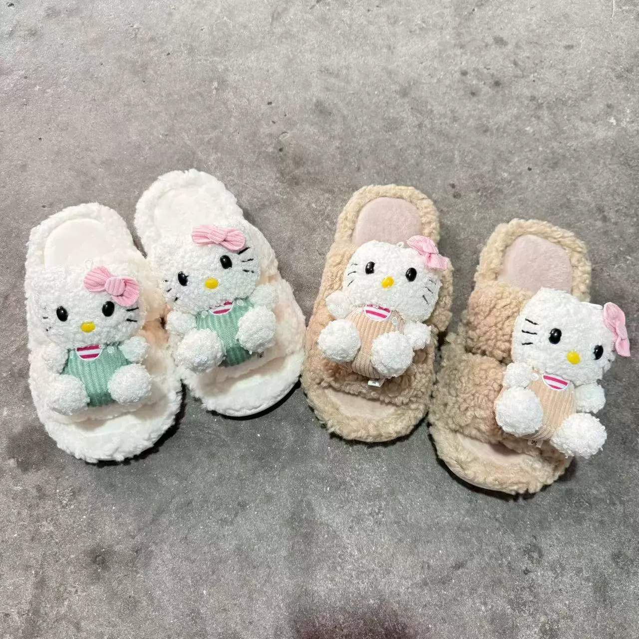 Симпатичные кошачьи пушистые хлопчатобумажные тапочки зимой теплые в помещении