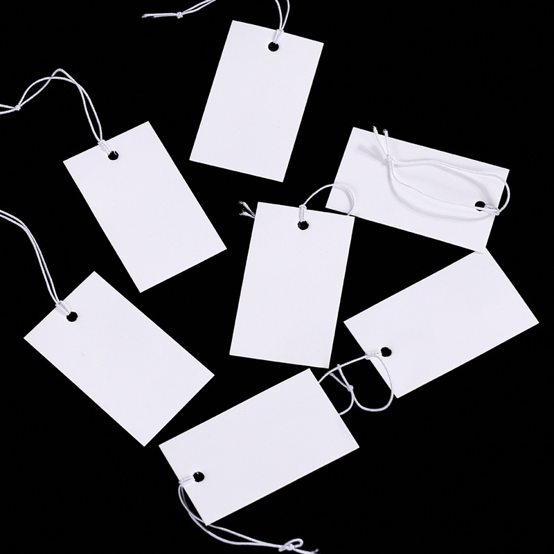 珠宝首饰弹力线小标签 挂绳线价签 白色小号饰品吊牌 手串价格牌