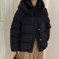 高蓬松白鸭绒连帽羽绒服女短款2025冬季新款小个子加厚保暖面包服
