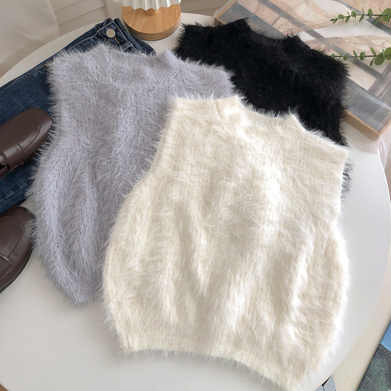 Autumn Women's Mink Velvet Sweater Vest, Women's Autumn and Winter Inner Wear, Pure Sexy Style Sleeveless Tube Top Autumn Women's Mink Velvet Sweater Vest, Women's Autumn and Winter Inner Wear, Pure Sexy Style Sleeveless Tube Top