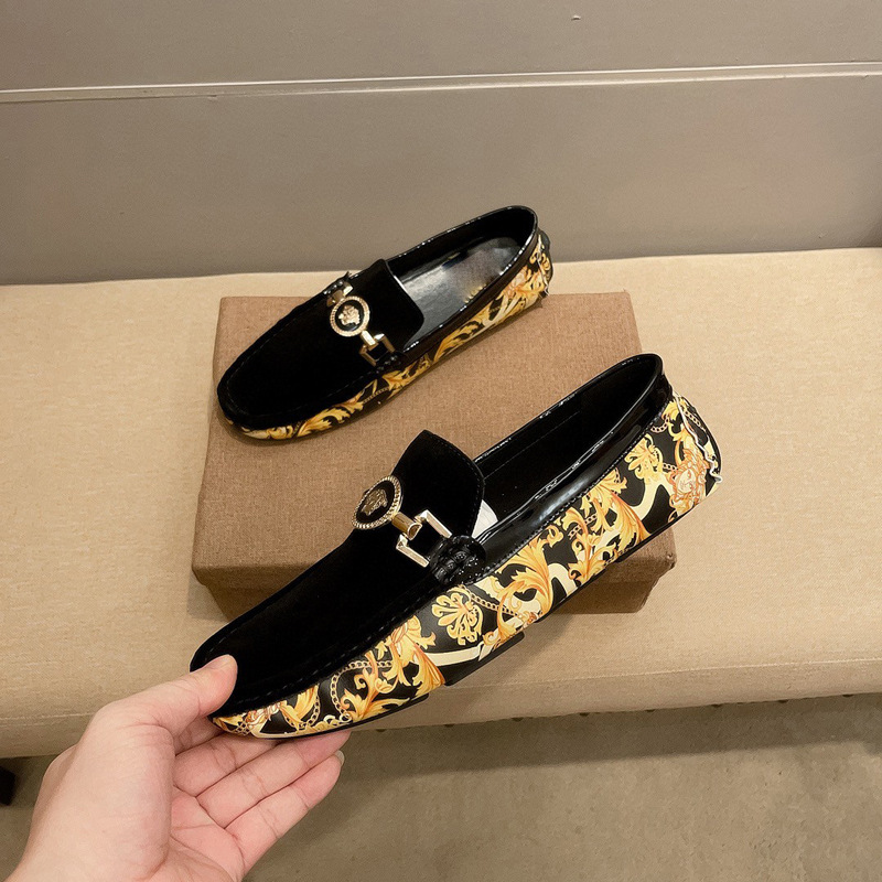 欧洲站豆豆鞋2025新款夏秋季男皮鞋印花驾车鞋套脚真皮高档商务潮