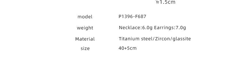 Fashion Heart Shape Titanium Steel Plating Zircon Earrings Necklace