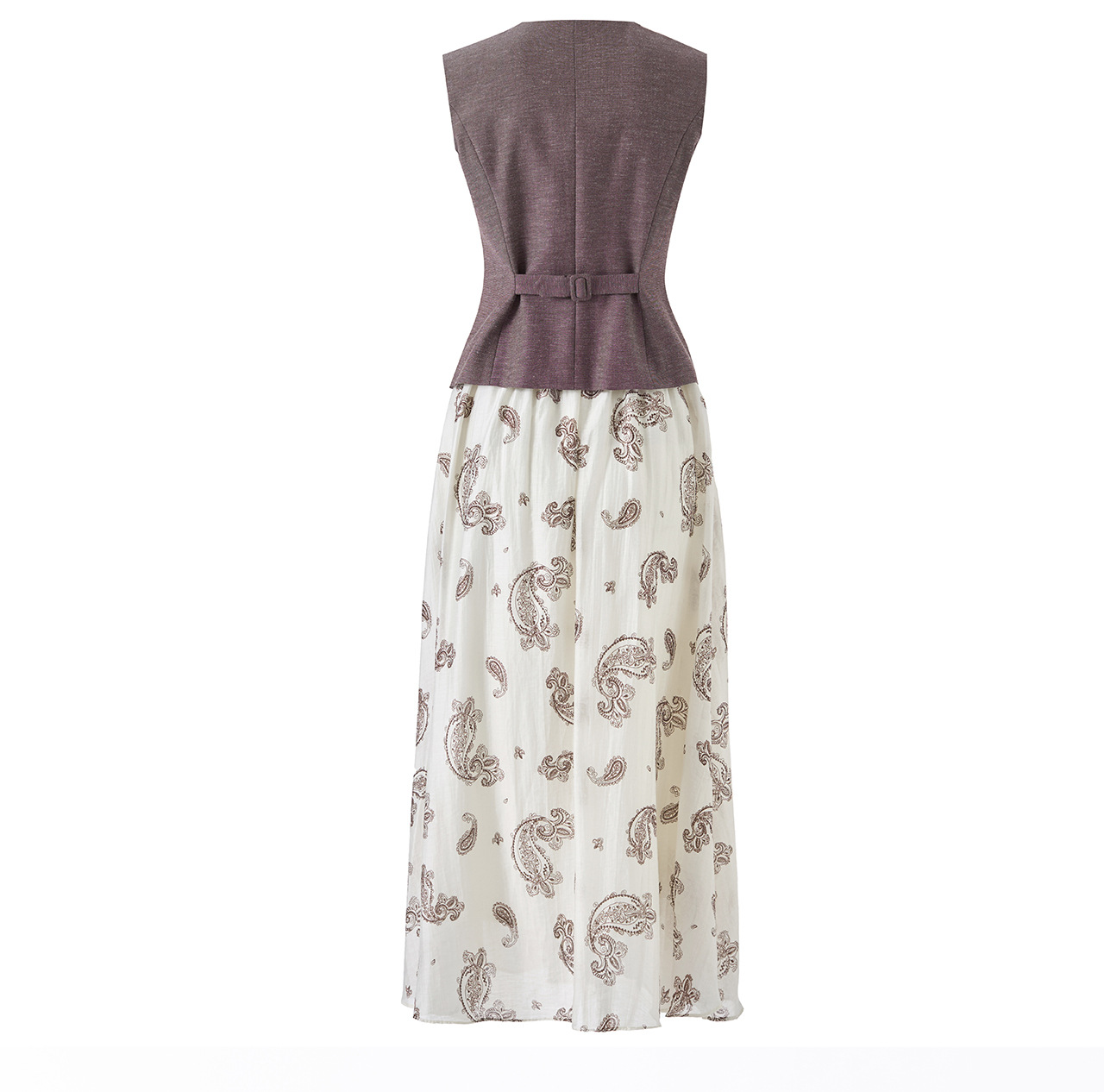 Set áo gile len phối váy maxi in hoa phong cách boho mùa hè — Màu cà phê chi tiết 18