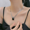 South Korean black goods, brand pendant, design small chain for key bag , necklace, with gem, simple and elegant design