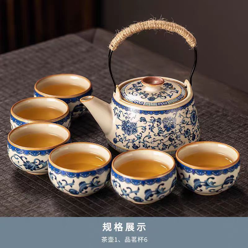Alta calidad Nuevo 2024 nuevo arroz verde huangru horno kung fu conjunto de té doméstico ligero de lujo de alta calidad cerámica china tetera taza de té