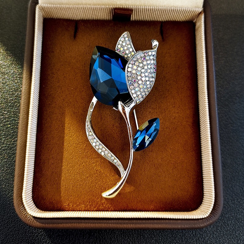 Elegante kristallen tulp broche voor dames hoogwaardige corsage speld_voghion.com