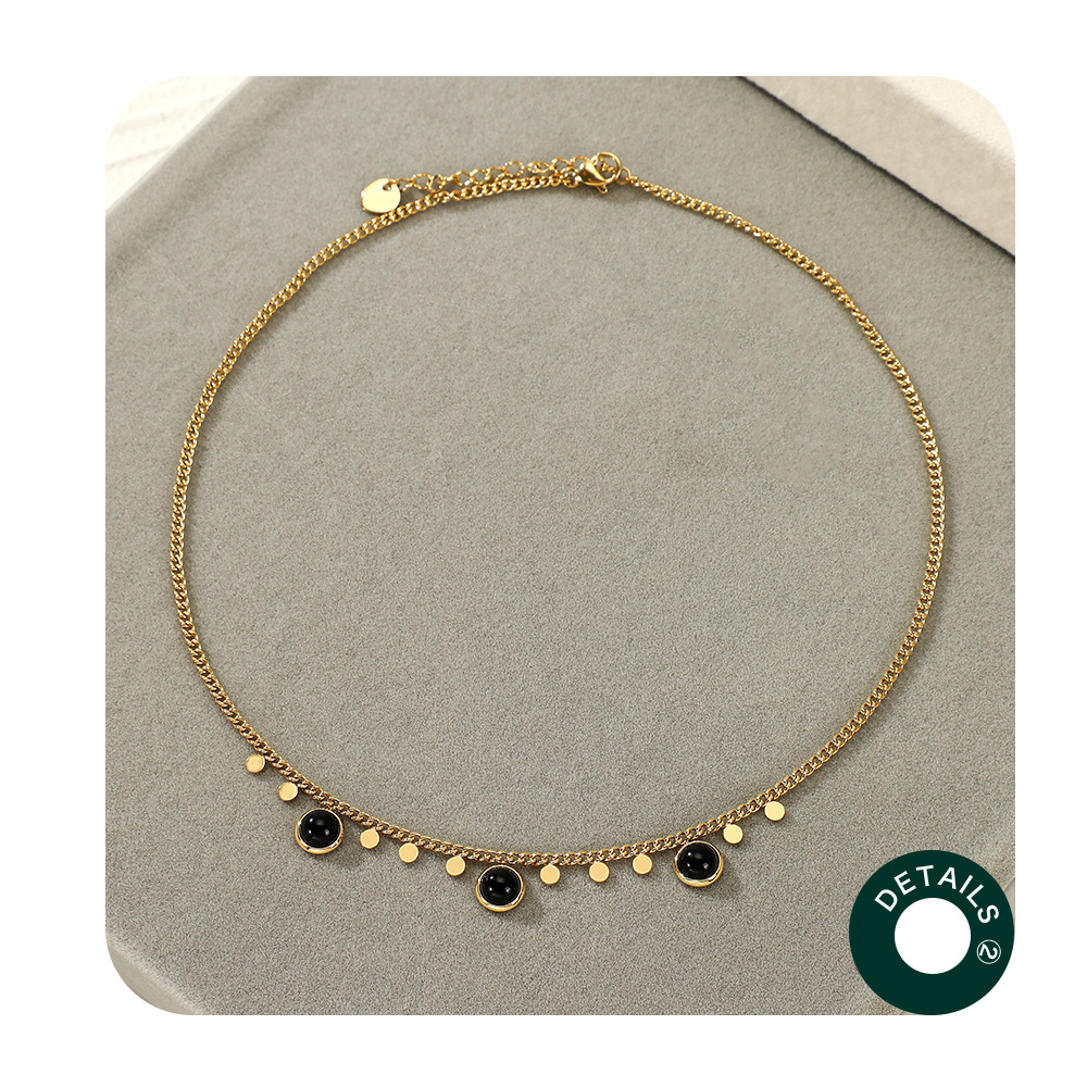 Fashion Geometric Stainless Steel Plating Natural Stone Necklace 1 Piece