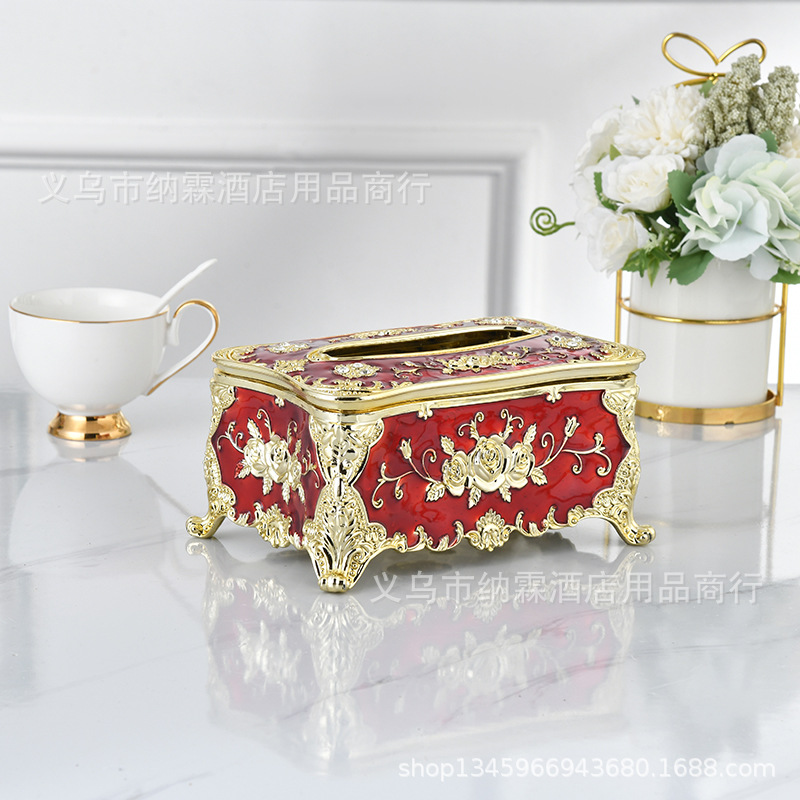 Caja de pañuelos de estilo europeo sala de estar tejido creativo nórdico ins caja de pañuelos de hogar KTV mesa de café simple comida Linda