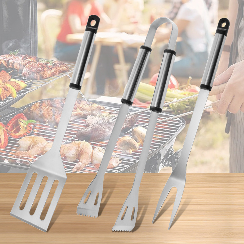 Juego de Herramientas para Barbacoa de 3 Piezas de Acero Inoxidable para Barbacoa al Aire Libre