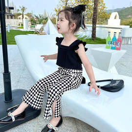 女童夏装2022新款公主露背休闲套装女宝宝洋气网红时髦两件套衣服