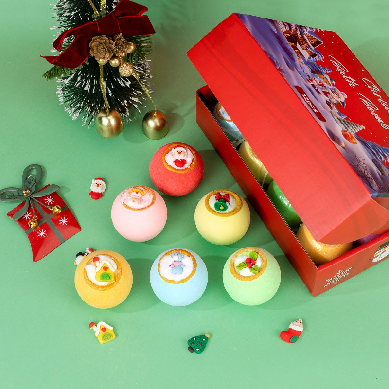 クロスボーダーバスソルトボールクリスマスギフトボックス卸売ユニバーサルおもちゃバスボール保湿角質除去スポットクリスマスバスソルトボール|undefined