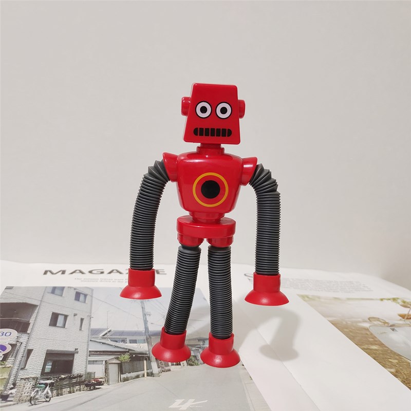 Robot luminoso explosivo transfronterizo, tubo estirable, tubo estirable, ventosa, tubo telescópico, puesto de juguetes de descompresión para niños