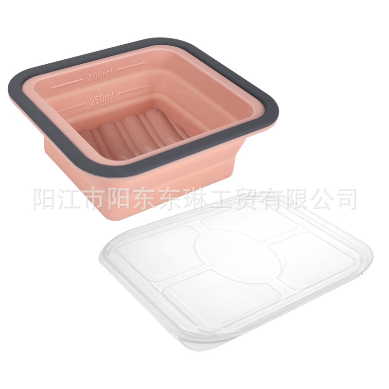 Transfronteriza venta caliente de silicona plegable caja de almuerzo caja de almuerzo caja de preservación de alimentos calentada por microondas caja de envasado