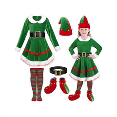 女の子 クリスマス エルフ ドレス エルフ コスプレ衣装 クリスマスパーティー キャンディ ステージパフォーマンス コスプレ