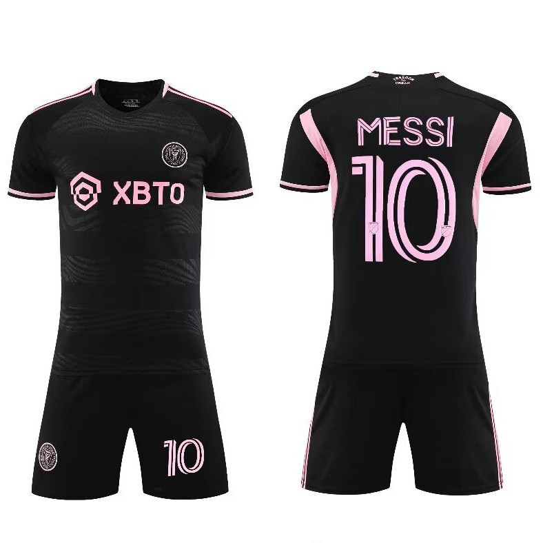 23-24 Miami Away Black No. 10 Club Football Uniform Kidsren's Clothing Kidsren's Adult Suit Size 14-2XL