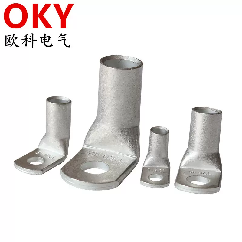 镀锡直角90度折弯T90铜鼻子铜管焊接10/16/25/50-8接线端子铜线耳