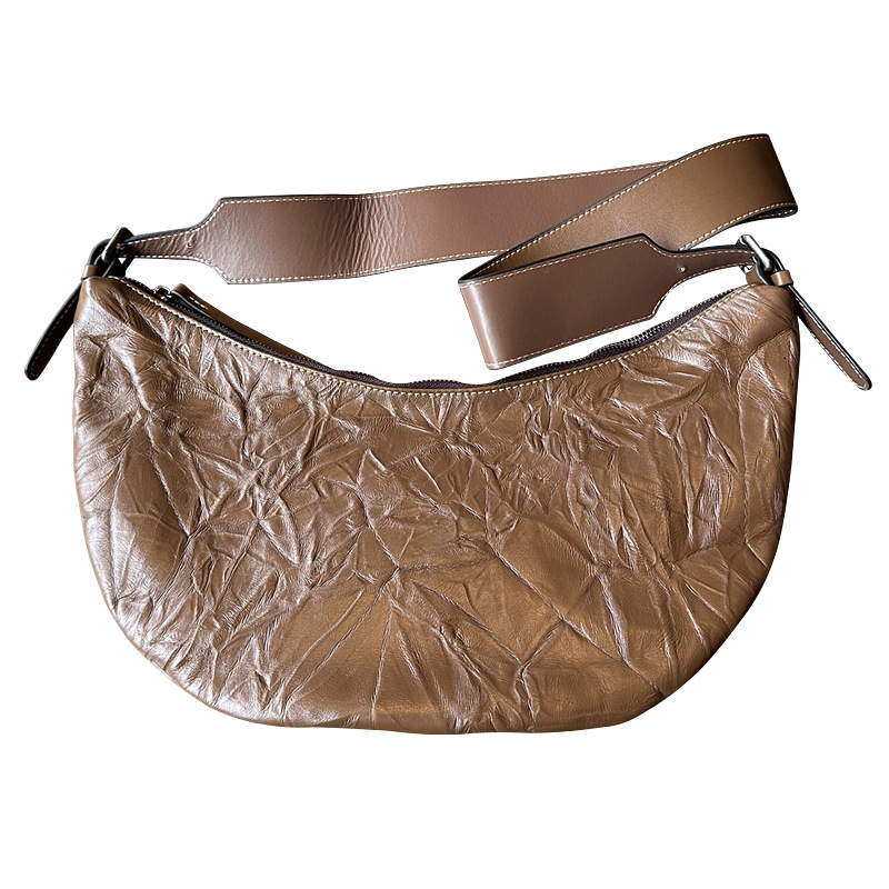 2023 herbst/Winter Knödel Brötchen Echtes Leder frauen Schulter Umhängetasche Rindsleder Hand Greifen Muster Kuh Horn Brust_voghion.com