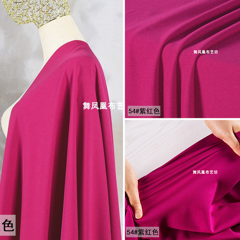 紫红色高弹力针织加捻乱麻面料透气连衣裙阔腿裤服装女装DIY布料