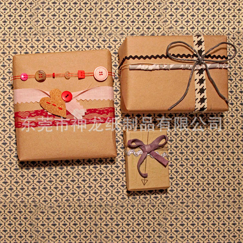 Fábrica al por mayor personalizada papel kraft marrón blanco doble adhesivo rollo de papel artesanal regalos paquetes de papel de embalaje
