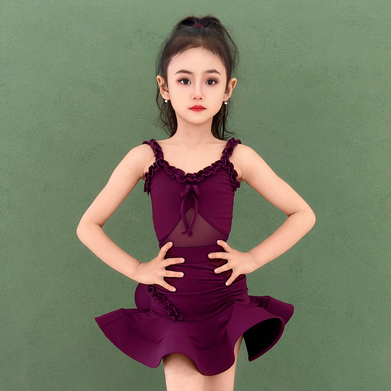 Shangcayi Latin Dance Costume for Girls 2026 Summer New Style Practice Outfit High-End Children's Performance Costume Set