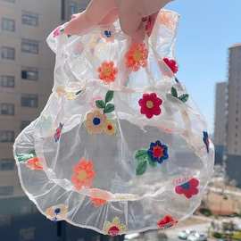 宠物狗狗衣服夏季防晒薄款猫咪小型犬泰迪比熊网纱裙子裙透气无袖