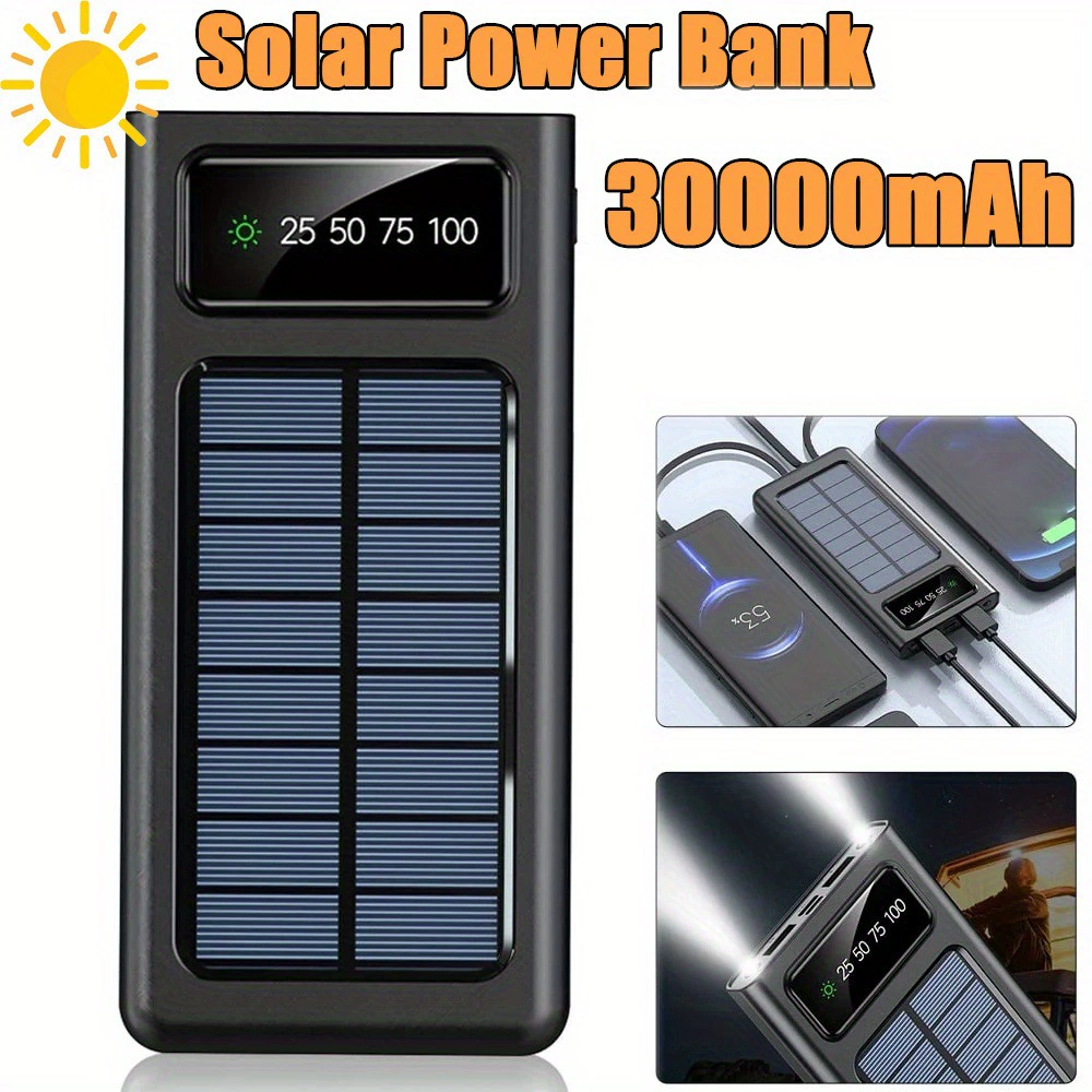 2025 новый трансграничный дропшиппинг, обновленный портативный внешний блок питания с солнечной панелью 30000 мАч USB