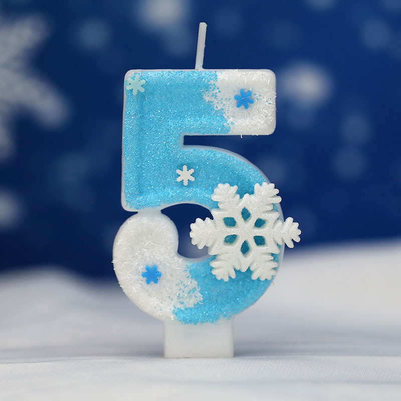 白と青の大きな雪の結晶クリエイティブデジタル誕生日キャンドル新しいアマゾンクロスボーダーホットセール誕生日パーティーの装飾キャンドル|undefined