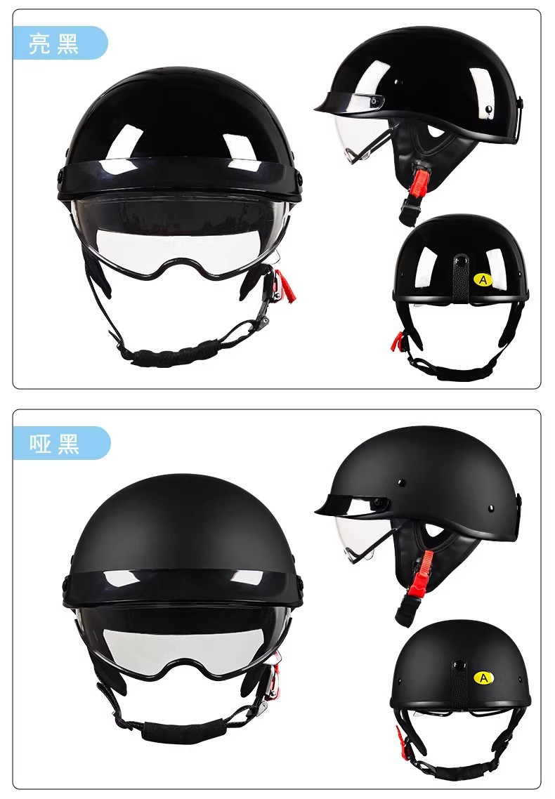 3C certified retro motorcycle helmet for men and women, summer scooter half helmet, electric vehicle helmet, Japanese-style scoop helmet