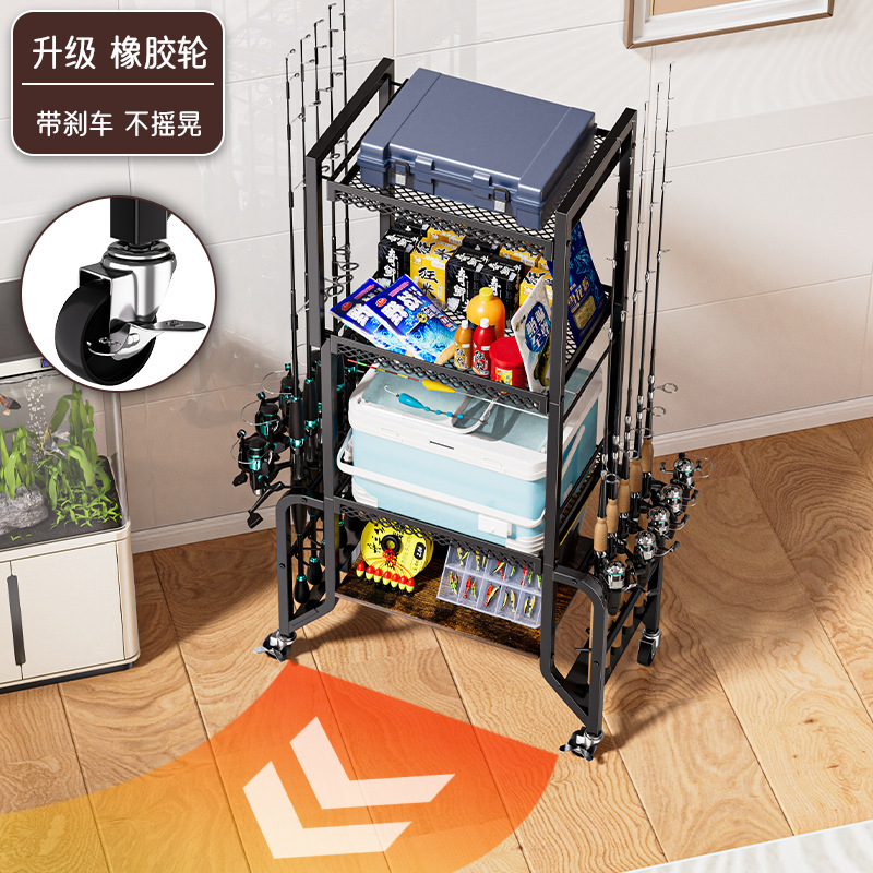 釣り竿ラック家庭用可動カート釣具収納ラックツールボックス釣りボックス釣り椅子釣り竿ディスプレイラック|undefined