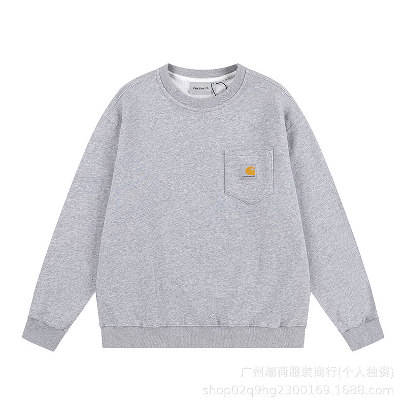 Cross-Border Export Carhartt Classic Letter Embroidered Flap Pocket Pants Men's and Women's Casual Loose Pure Color Sweatshirt
