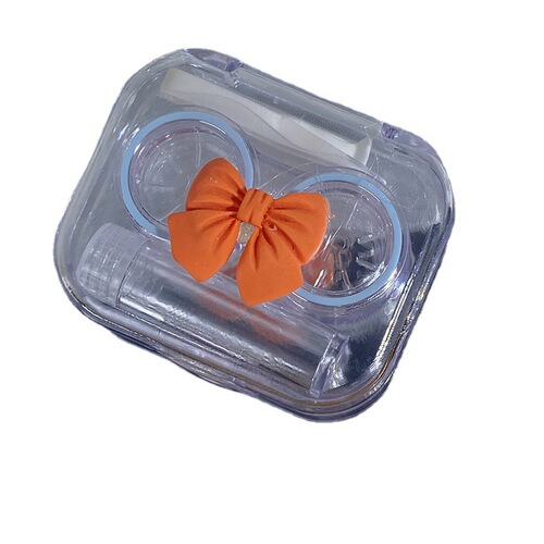 Contact lens case portable ins bow transparent contact lens case female cute Japanese style portable compact companion box