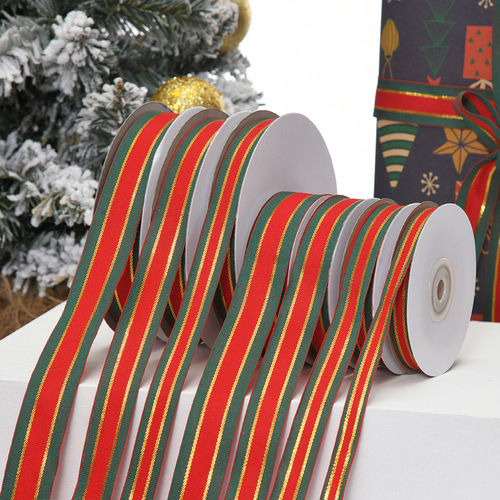 Christmas red and green ribbons, Christmas gift flower decoration colorful ribbons, decorative polyester woven tape wholesale