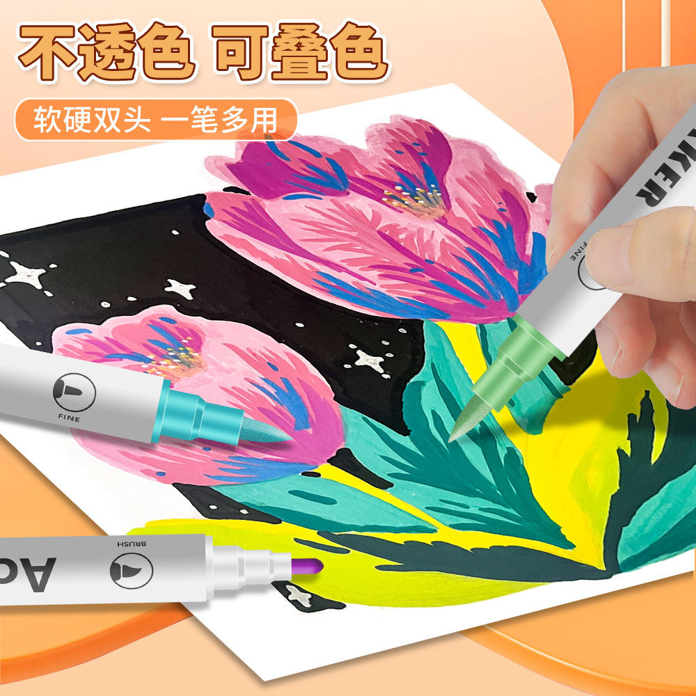 48 bolsas de tela de acrílico blando de cabeza dura bolsas de tela de bolígrafo de graffiti de doble cabeza marcador de bolígrafo a prueba de agua color plegable