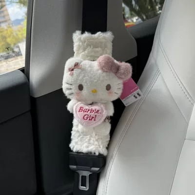 Car tissue box/set box, tissue holder, tissue bag - pink-fluffy-cat-skirt-with-pink-heart-white-fluffy-shoulder-pad-hand-sewn