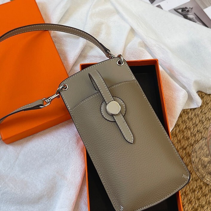 Women's Genuine Leather Vertical Drawstring Round Buckle Mini Coin Purse, Cowhide Color-Blocking Versatile Single Shoulder Crossbody Small Square Bag
