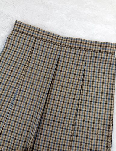 Brown and blue striped eight-box pleated --- small tea brown same grid Japanese orthodox JK uniform skirt half skirt positioning line 2 length