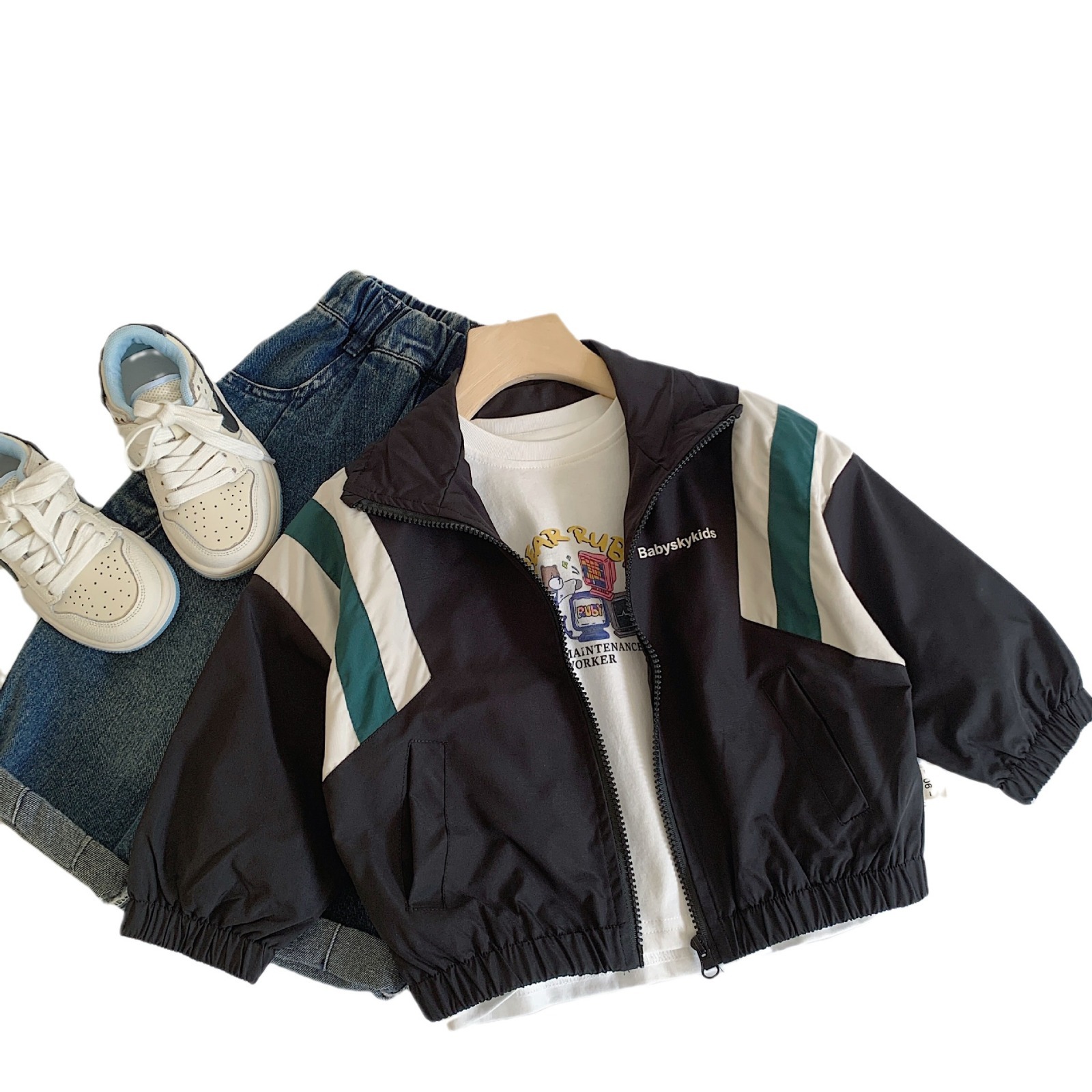 Chaqueta para niños Maibao 2025 primavera nueva camisa con cremallera para niños pequeños y medianos