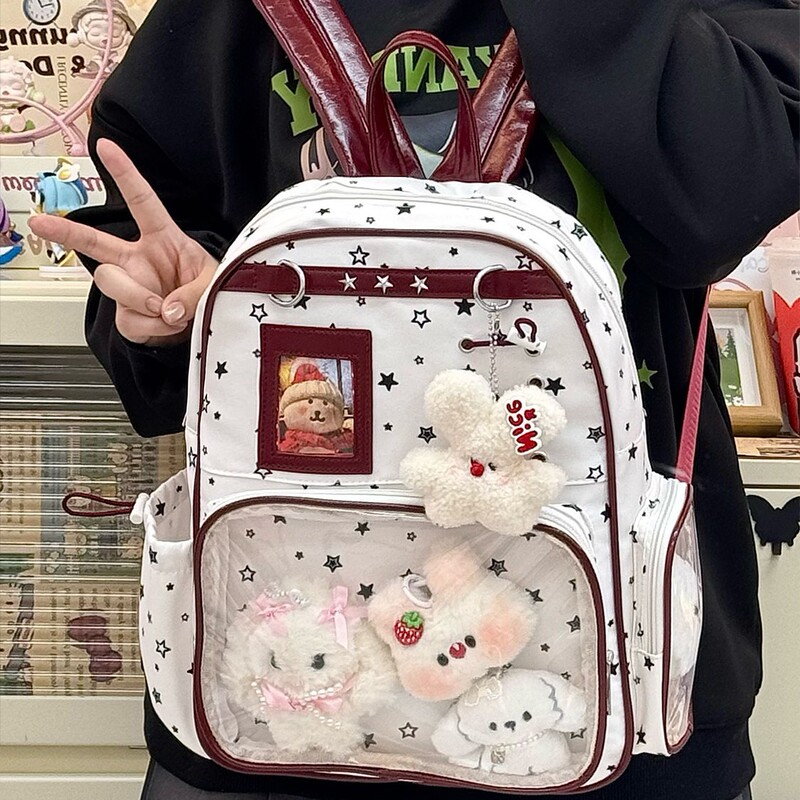 Japanese-Style Anime Backpack for Female Students, Transparent Panel Ita Bag, Doll Bag, School Travel Backpack Japanese-Style Anime Backpack for Female Students, Transparent Panel Ita Bag, Doll Bag, School Travel Backpack