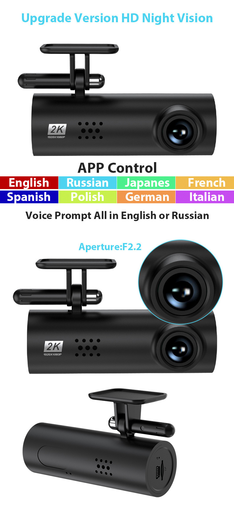 Lf9 Hidden Driving Recorder 4K Front and Rear Dual Recording Wifi Night Vision 1296P High-Definition 24-Hour Parking Monitoring