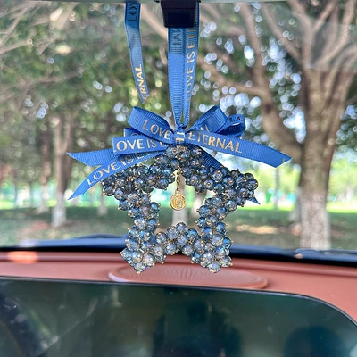 New car pendant Crystal: Car hanging - five-pointed-star-bead-pendant-blue