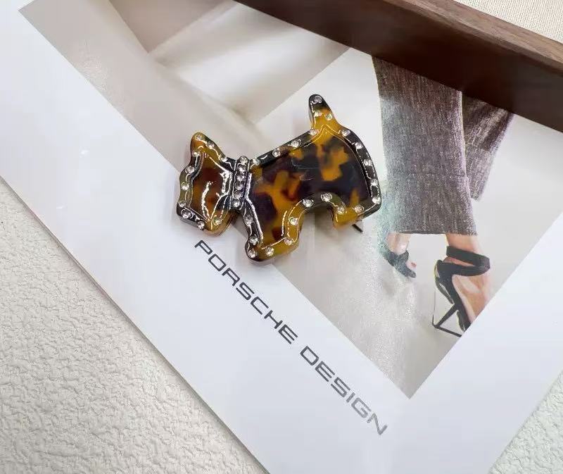 A7-아세테이트 사이드 클립-다이아몬드 스타일 강아지-다크 톤토이즈