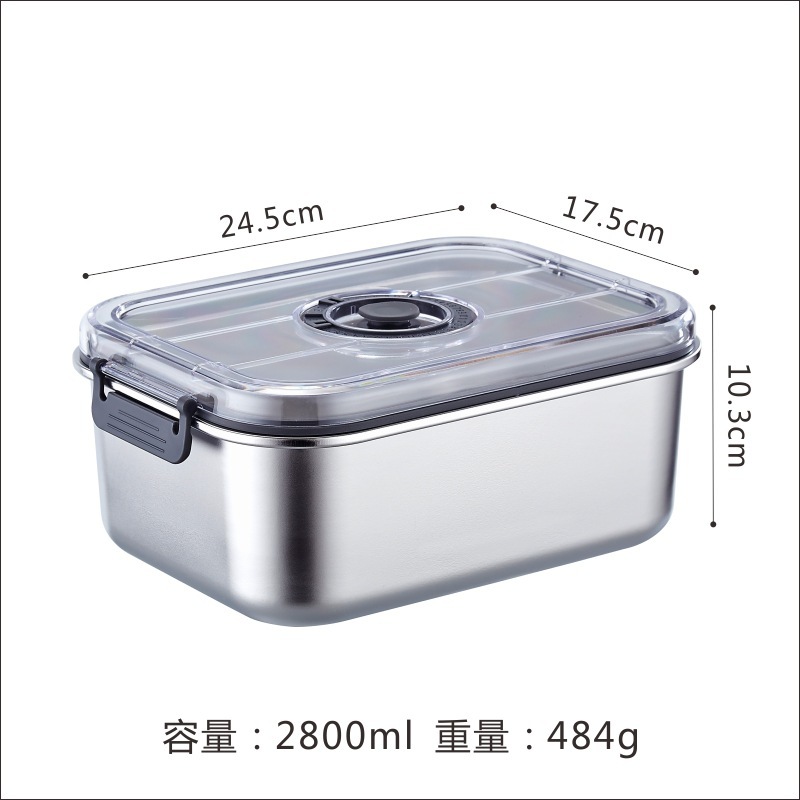 ステンレス鋼真空保存ボックス冷蔵庫食品グレードの野菜と果物の密閉正方形の蓋付き弁当箱|undefined