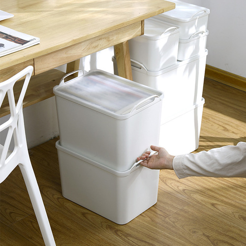 Portable plastic storage box with lid, sealed and dust-proof household desktop clothing and sundries toy storage and organization box