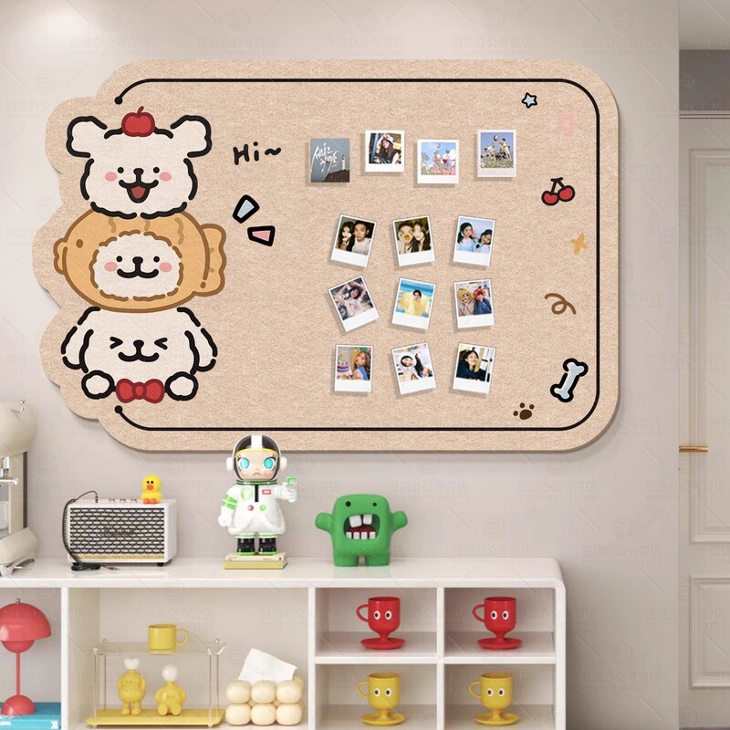 Felt Board Background Board Punch-Free DIY Decorative Lines Puppy High-End Polaroid Display Wall Message Board