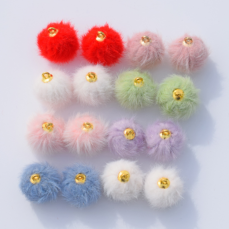 10 Pcs/package Cute Hairball Imitation Mink Jewelry Accessories display picture 10