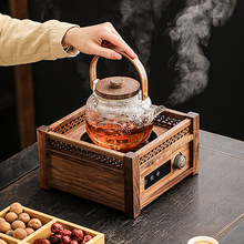 新款围炉煮茶电陶炉中式胡桃木高端蒸煮茶器茶炉茶具套装家用煮茶