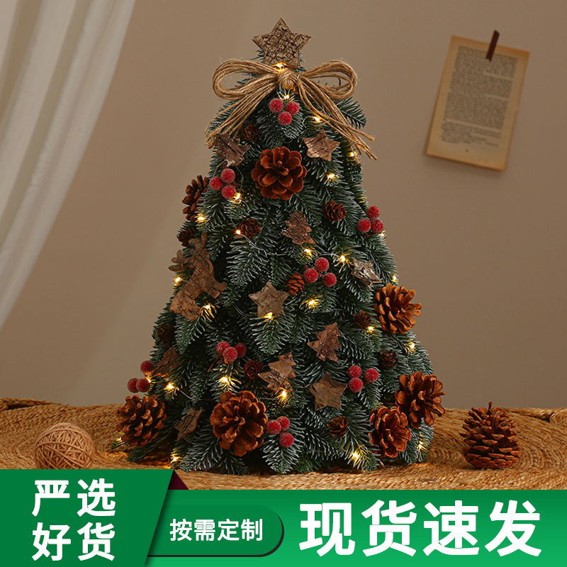 Amazon nuevo árbol de Navidad cifrado con luz árbol de Navidad en stock PE nieve árbol de Navidad escritorio