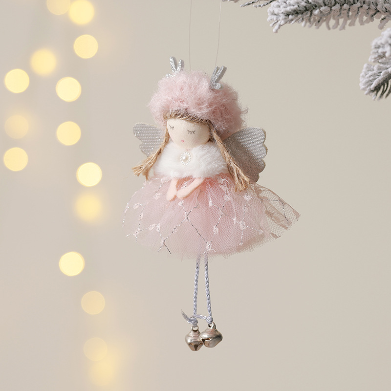Nuevos productos transfronterizos de venta en caliente de navidad niña Angel Colgante creativo colgante de peluche Navidad decoración del árbol de Navidad