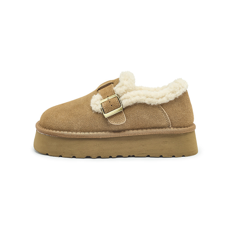 Augu Shiden Bocken de suela gruesa para mujeres 2025 nuevo otoño y invierno todo incluido con zapatos de algodón suaves de un pie zapatos de lana