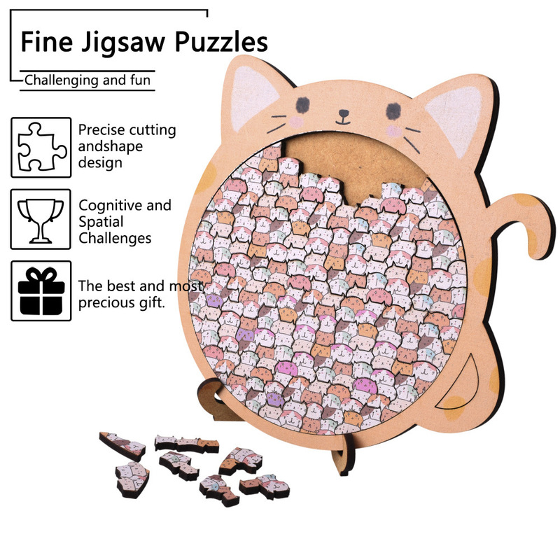 楽しい猫のパズル「大きな口の猫」猫のパズル、かわいい猫のパズル、猫好きへのギフト|undefined